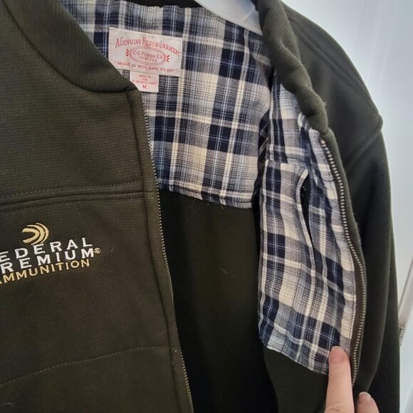 Vintage CC Filson Federal Ammunition Crew Jacket Dark Olive Green M Wool Lined - Picture 3 of 6